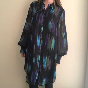 Multi Colored Button Up Flowy Tunic/Dress